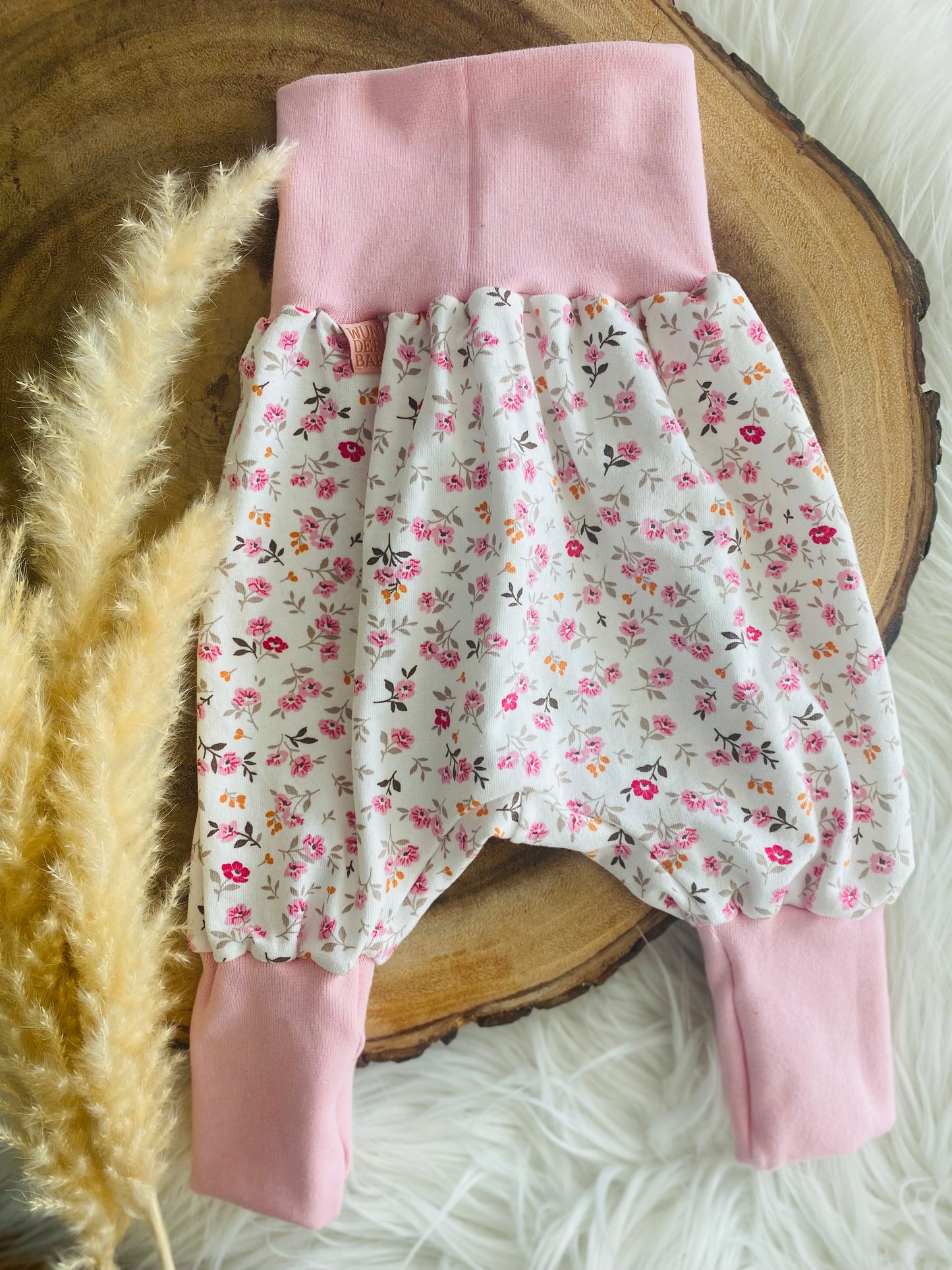 Lange Pumphose rosa Blümchen