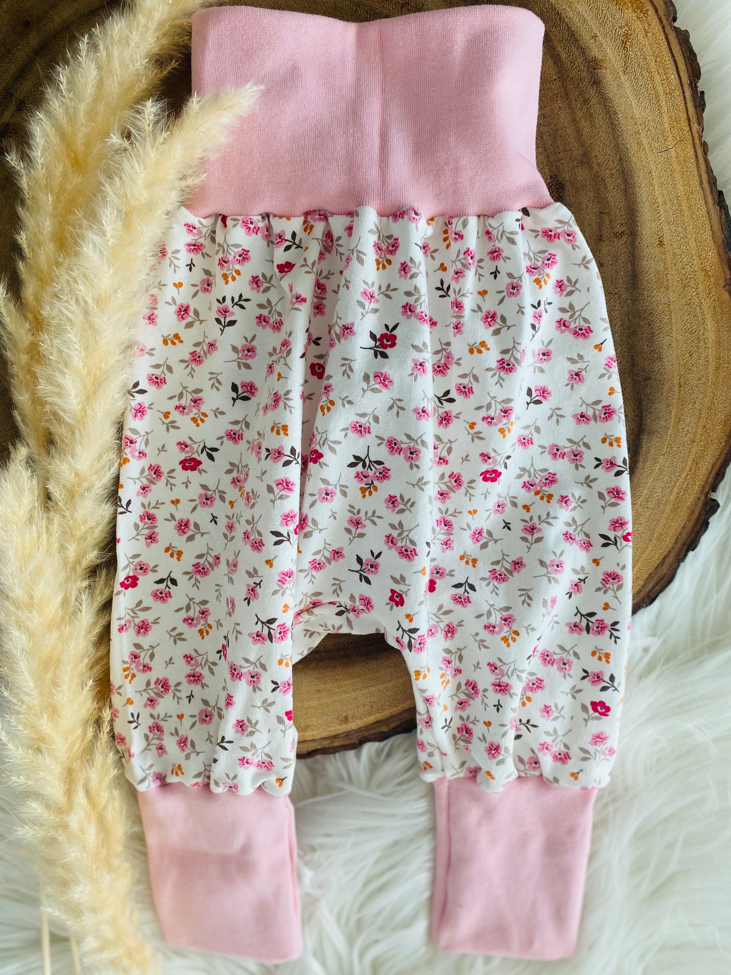 Lange Pumphose rosa Blümchen