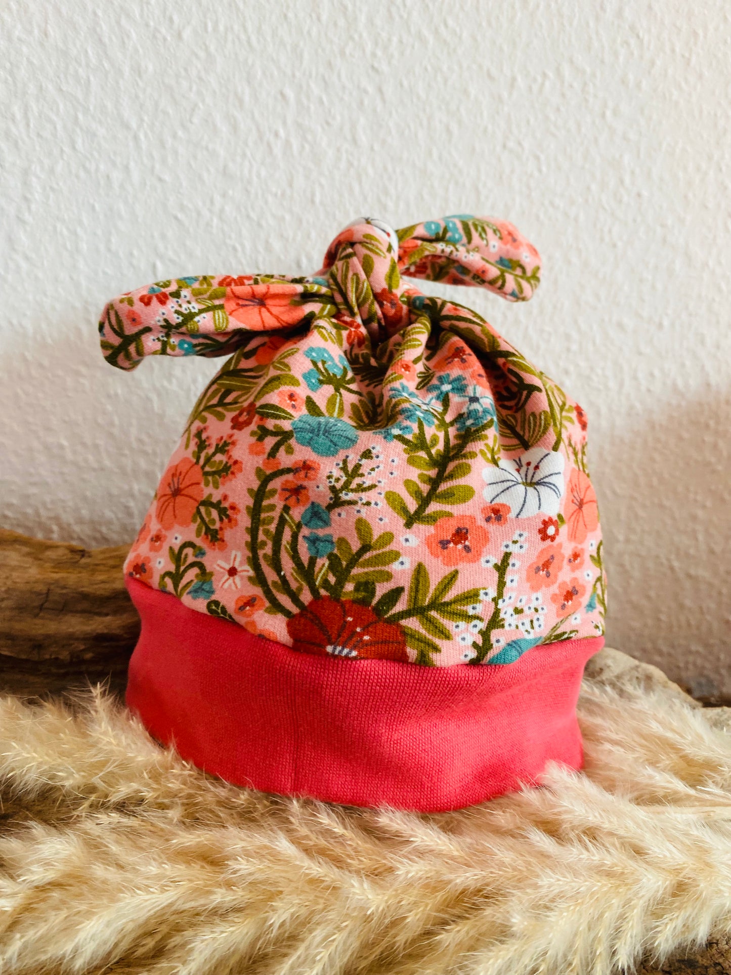 Mütze pinke Blumenwiese