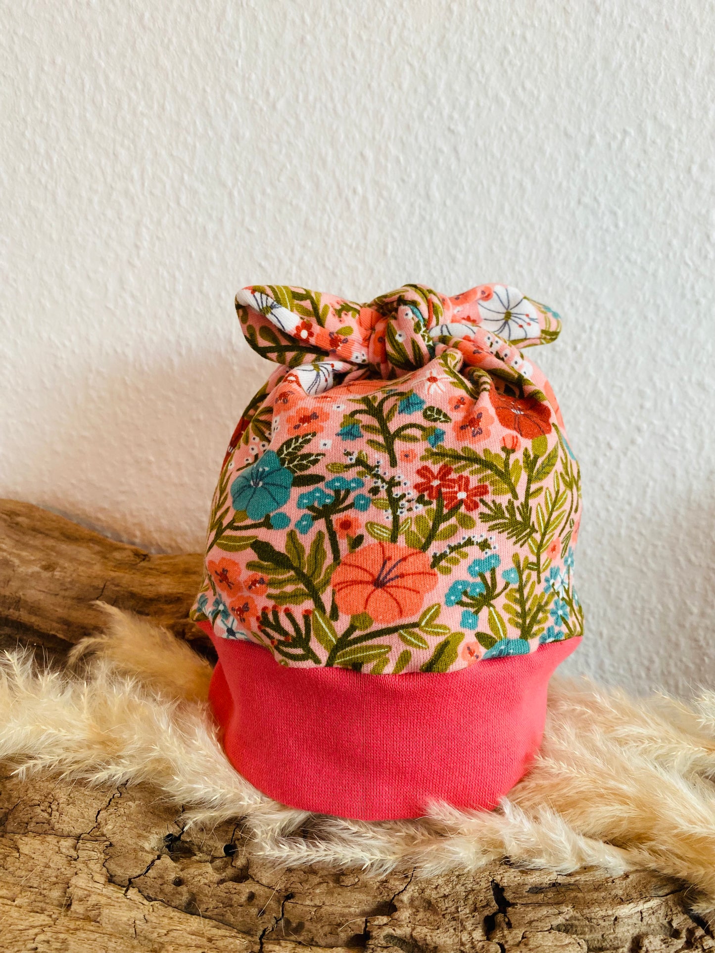 Mütze pinke Blumenwiese